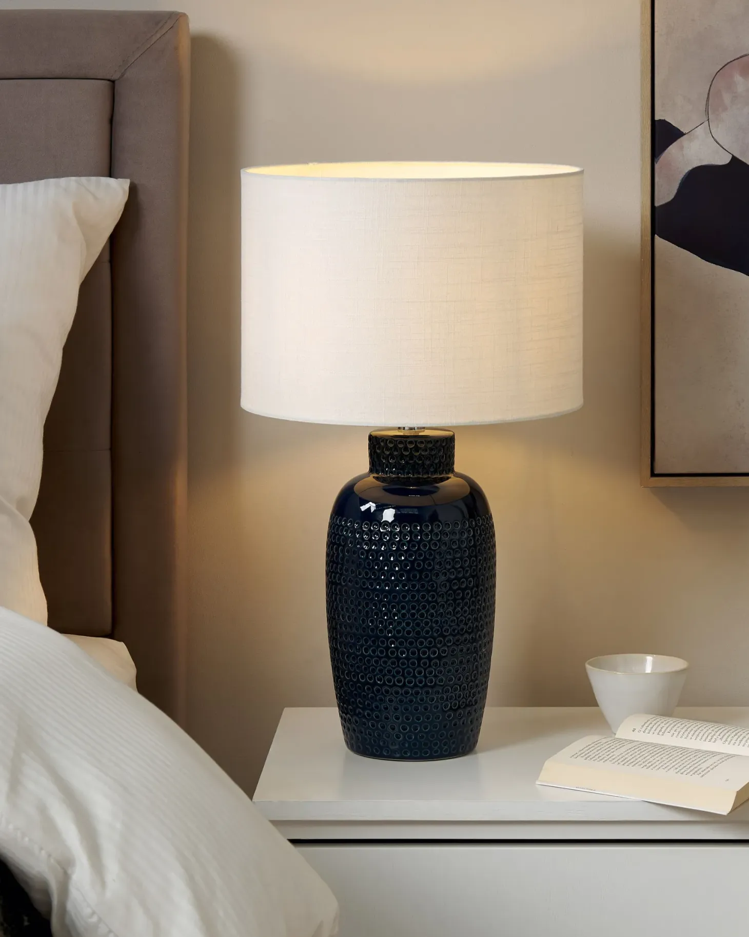 Lampa stołowa PERLIS Ceramika Granatowy