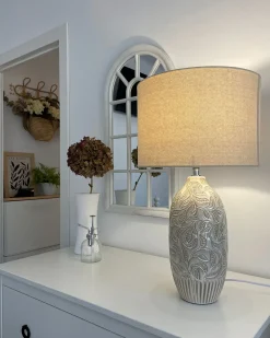 Lampa stołowa SALZA Ceramika Beżowy