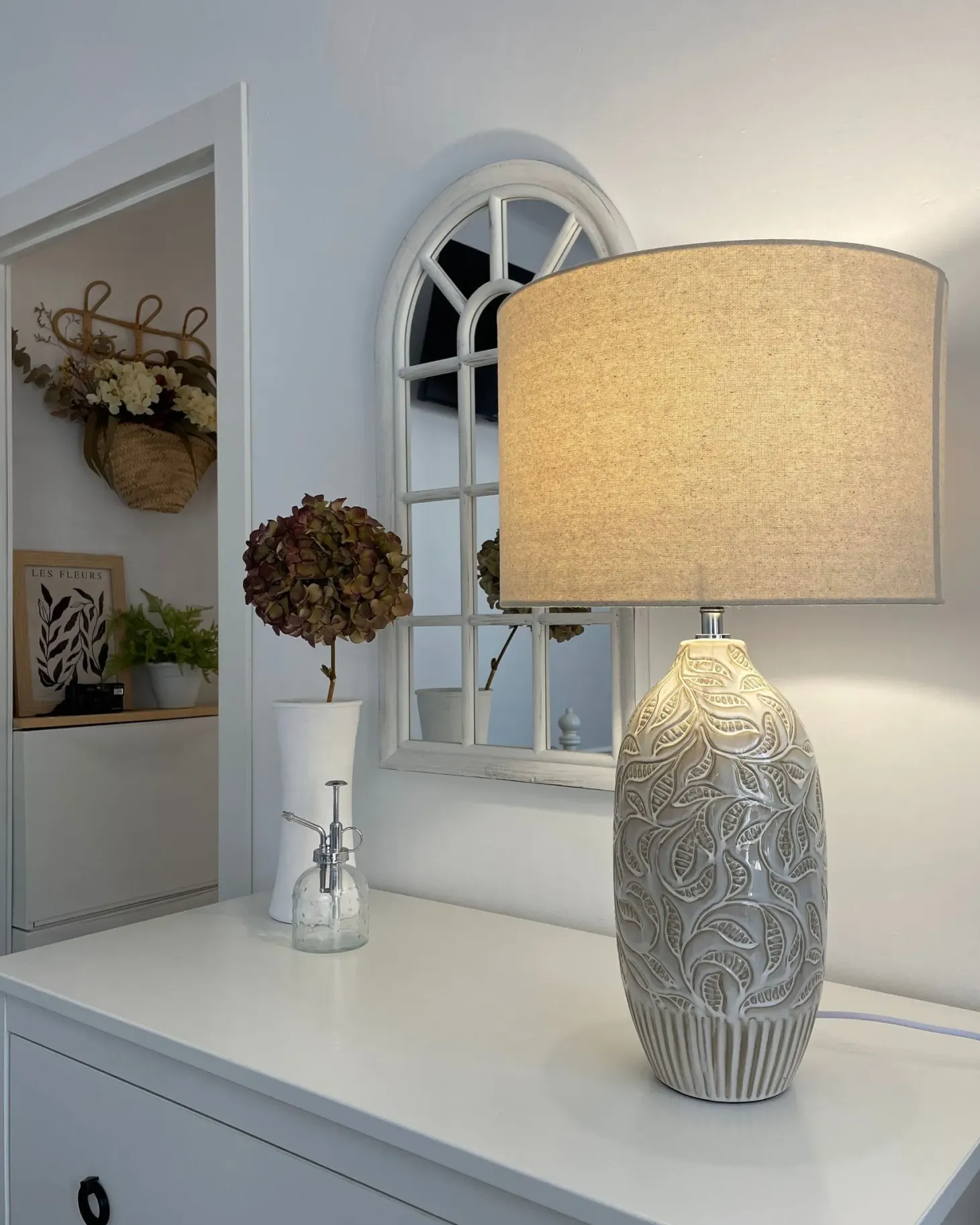 Lampa stołowa SALZA Ceramika Beżowy