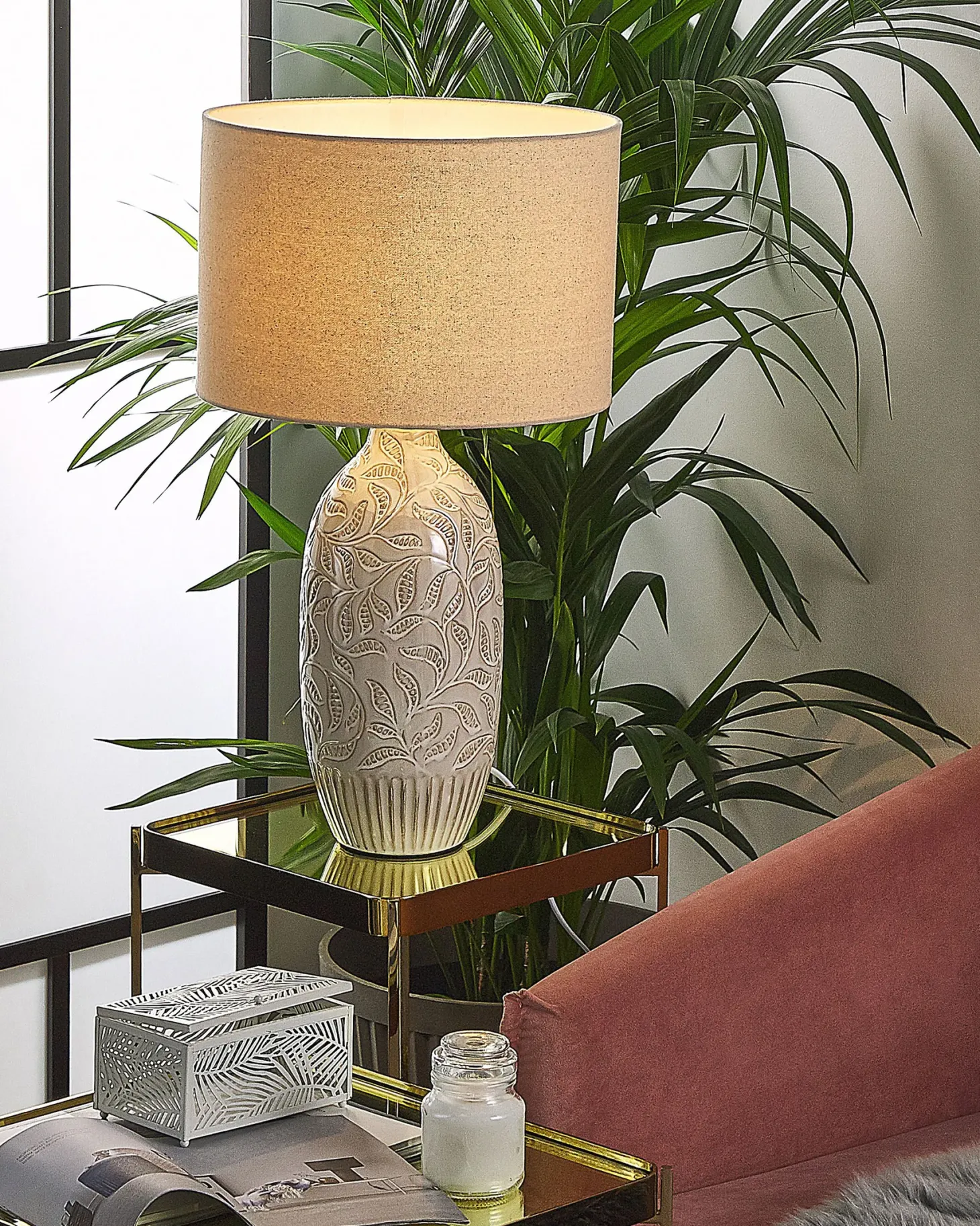 Lampa stołowa SALZA Ceramika Beżowy