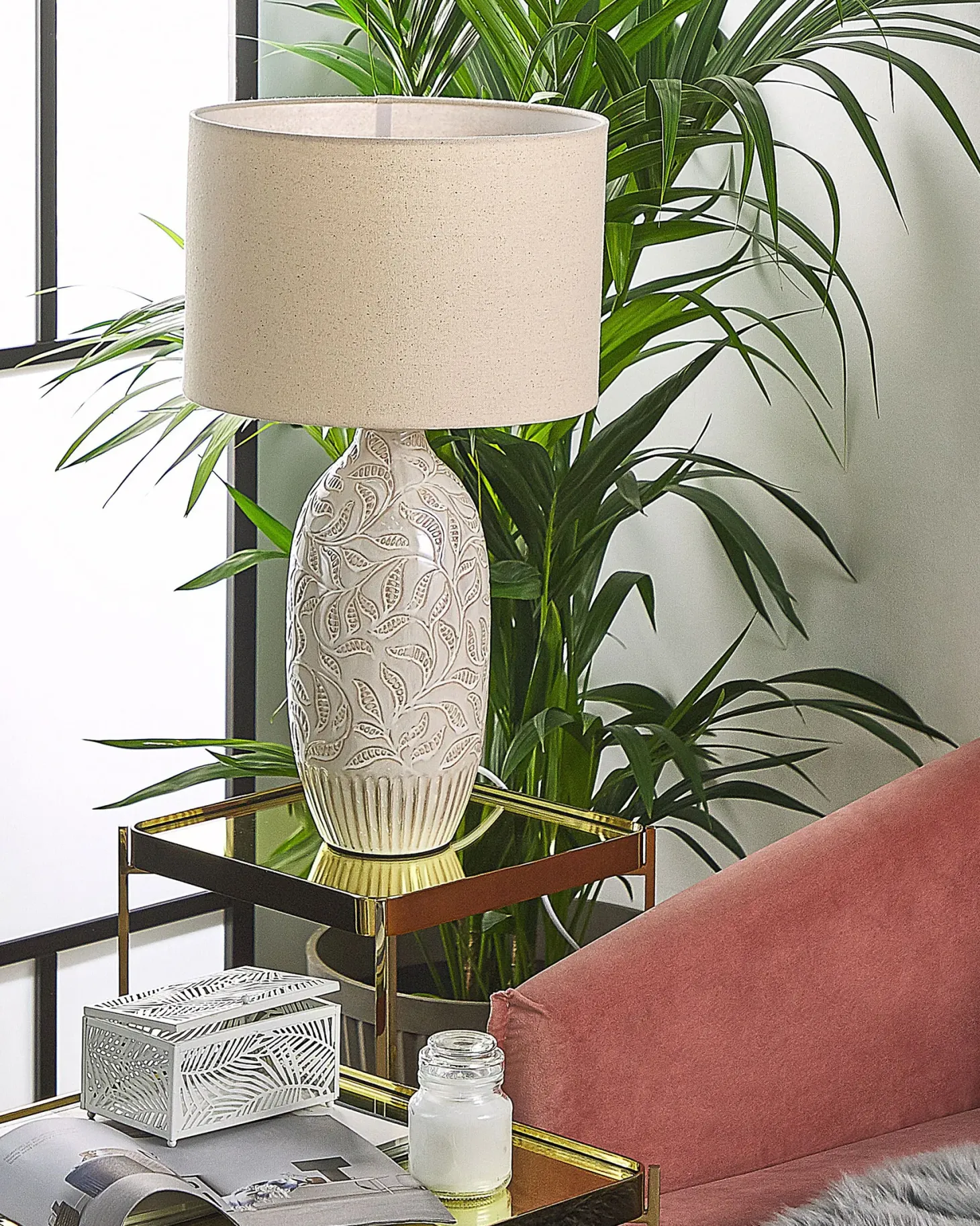 Lampa stołowa SALZA Ceramika Beżowy