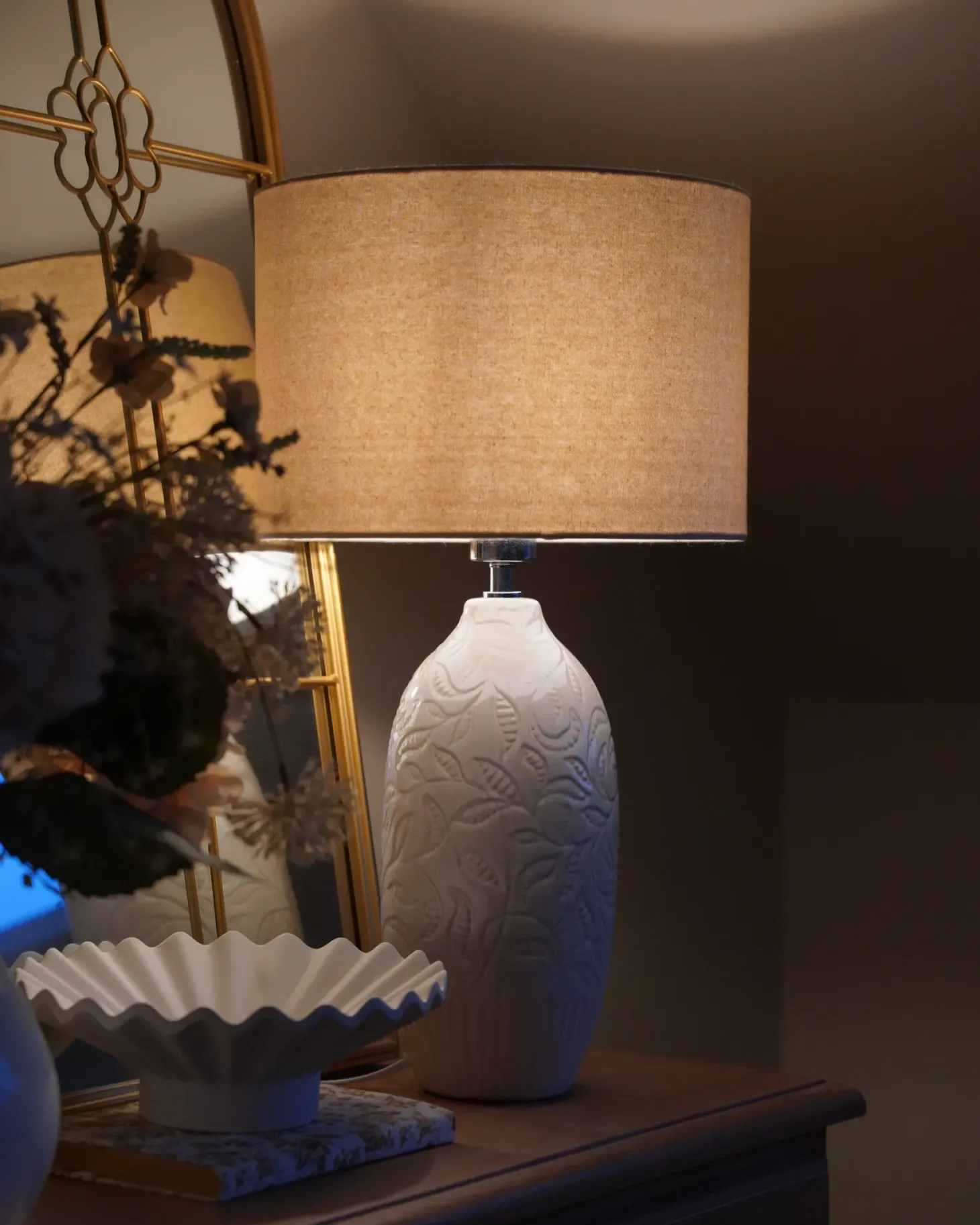 Lampa stołowa SALZA Ceramika Beżowy