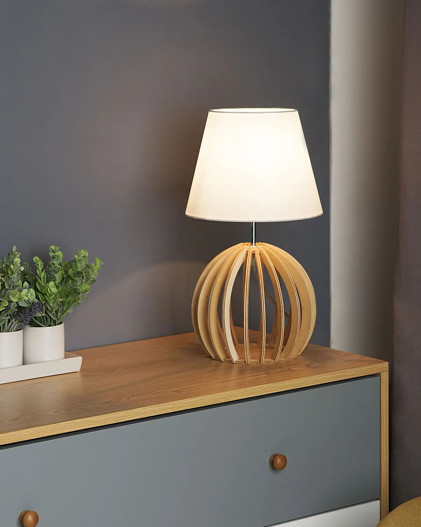 Lampa stołowa SAMO Brązowy/ biały