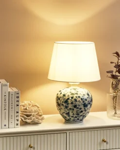 Lampa stołowa SILVES Porcelana Biały/ niebieski