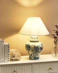 Lampa stołowa SORRAIA Porcelana Biały/ niebieski