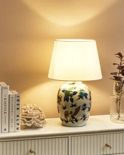 Lampa stołowa SUNJA Porcelana Biały/ niebieski