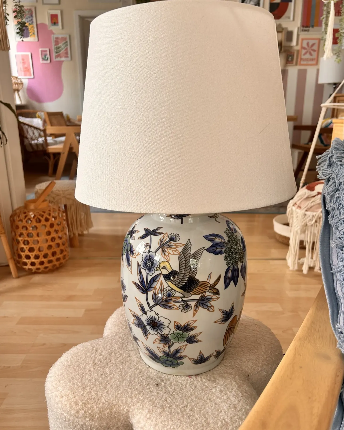 Lampa stołowa SUNJA Porcelana Biały/ niebieski