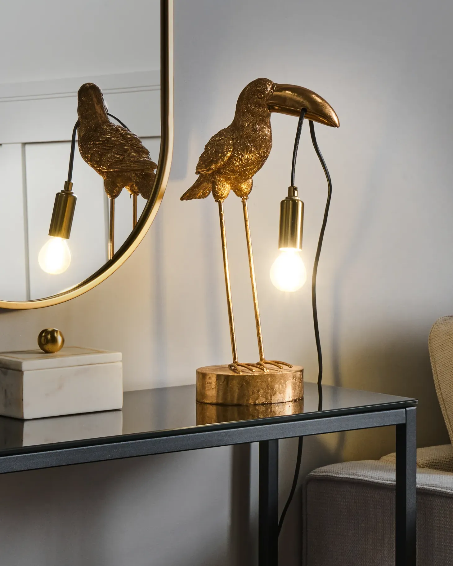 Lampa stołowa Tukan ARACARI Złoty