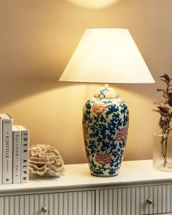 Lampa stołowa VERUSA Porcelana Biały/ niebieski