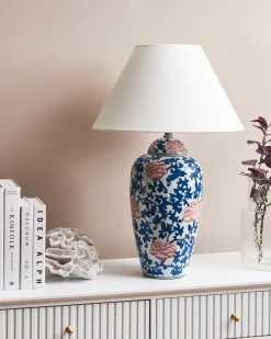 Lampa stołowa VERUSA Porcelana Biały/ niebieski