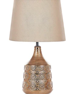 Lampa stołowa WARI Ceramika Złoty brąz