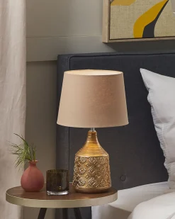 Lampa stołowa WARI Ceramika Złoty brąz