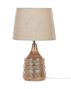 Lampa stołowa WARI Ceramika Złoty brąz