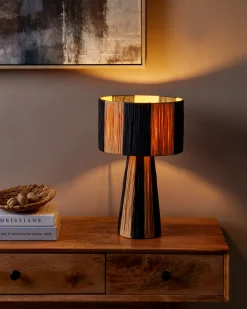 Lampa stołowa WELMEL Plecionka Brązowy/ czarny