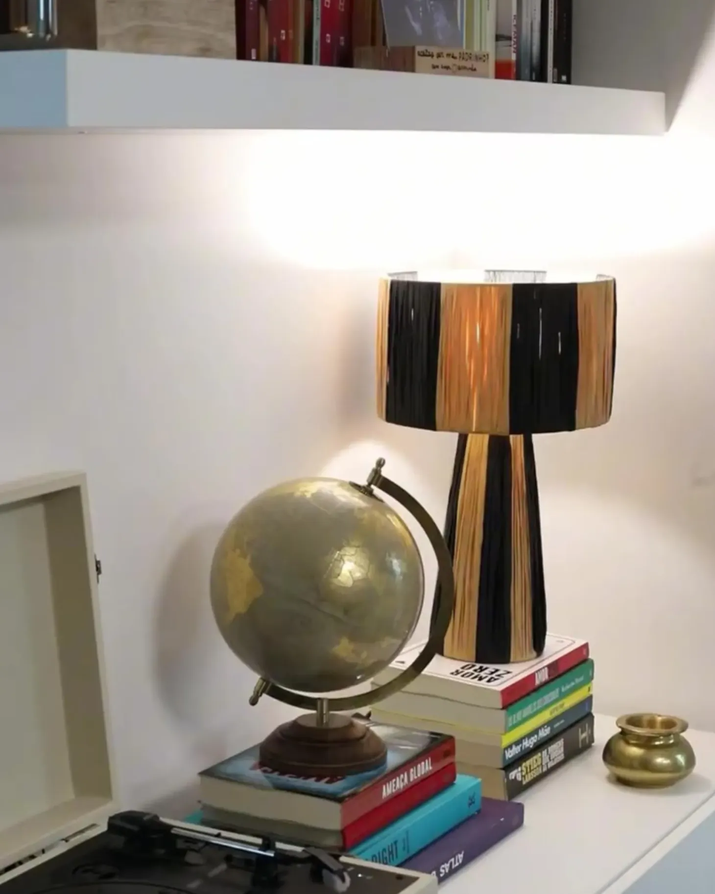Lampa stołowa WELMEL Plecionka Brązowy/ czarny