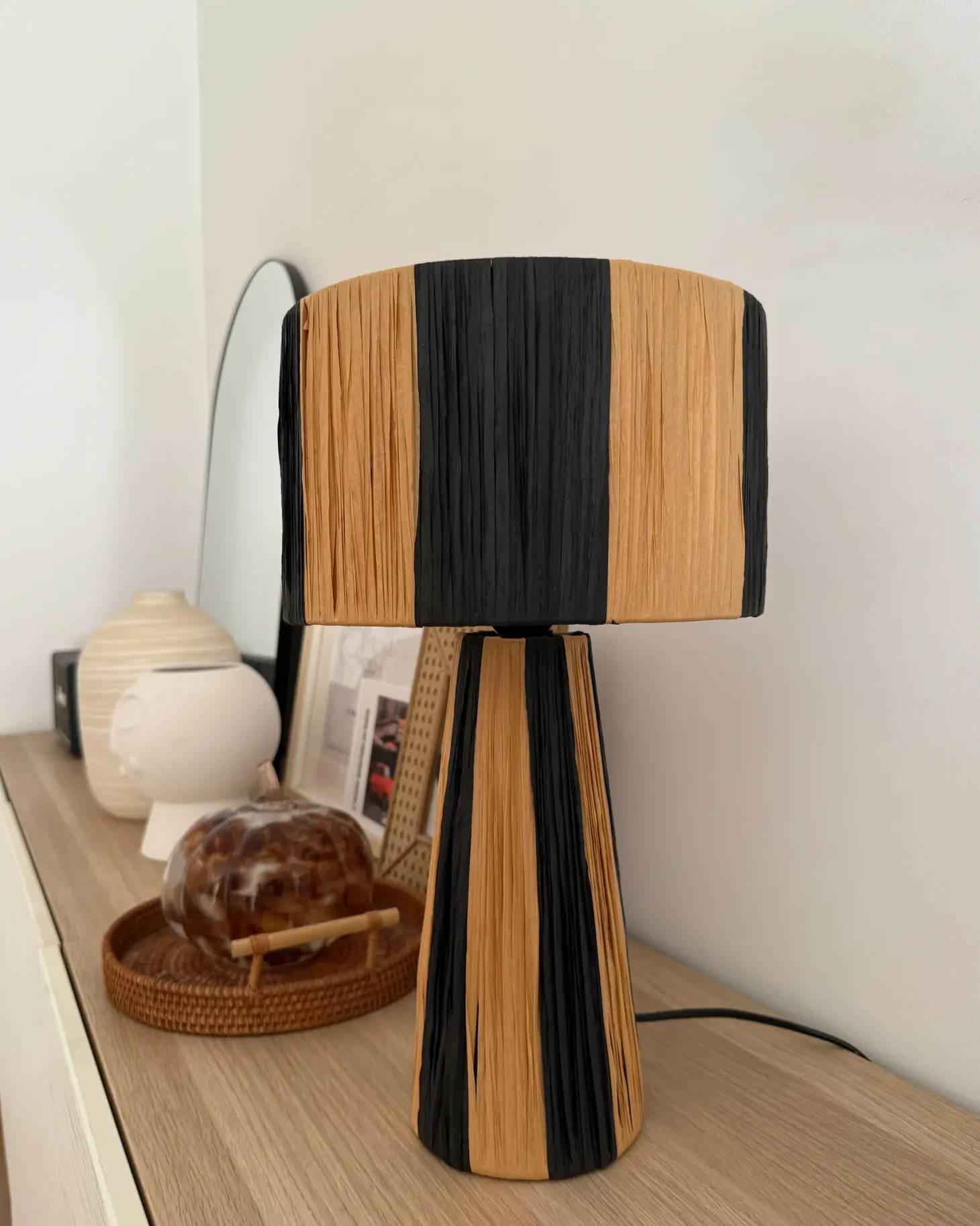 Lampa stołowa WELMEL Plecionka Brązowy/ czarny