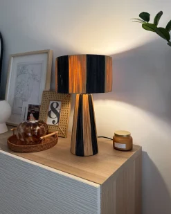 Lampa stołowa WELMEL Plecionka Brązowy/ czarny