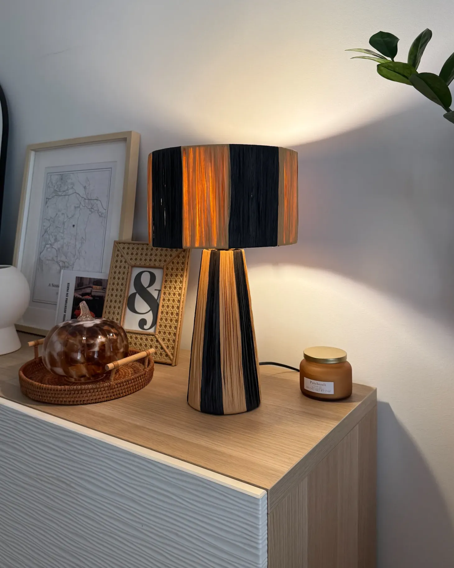 Lampa stołowa WELMEL Plecionka Brązowy/ czarny
