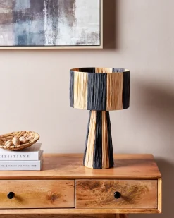 Lampa stołowa WELMEL Plecionka Brązowy/ czarny