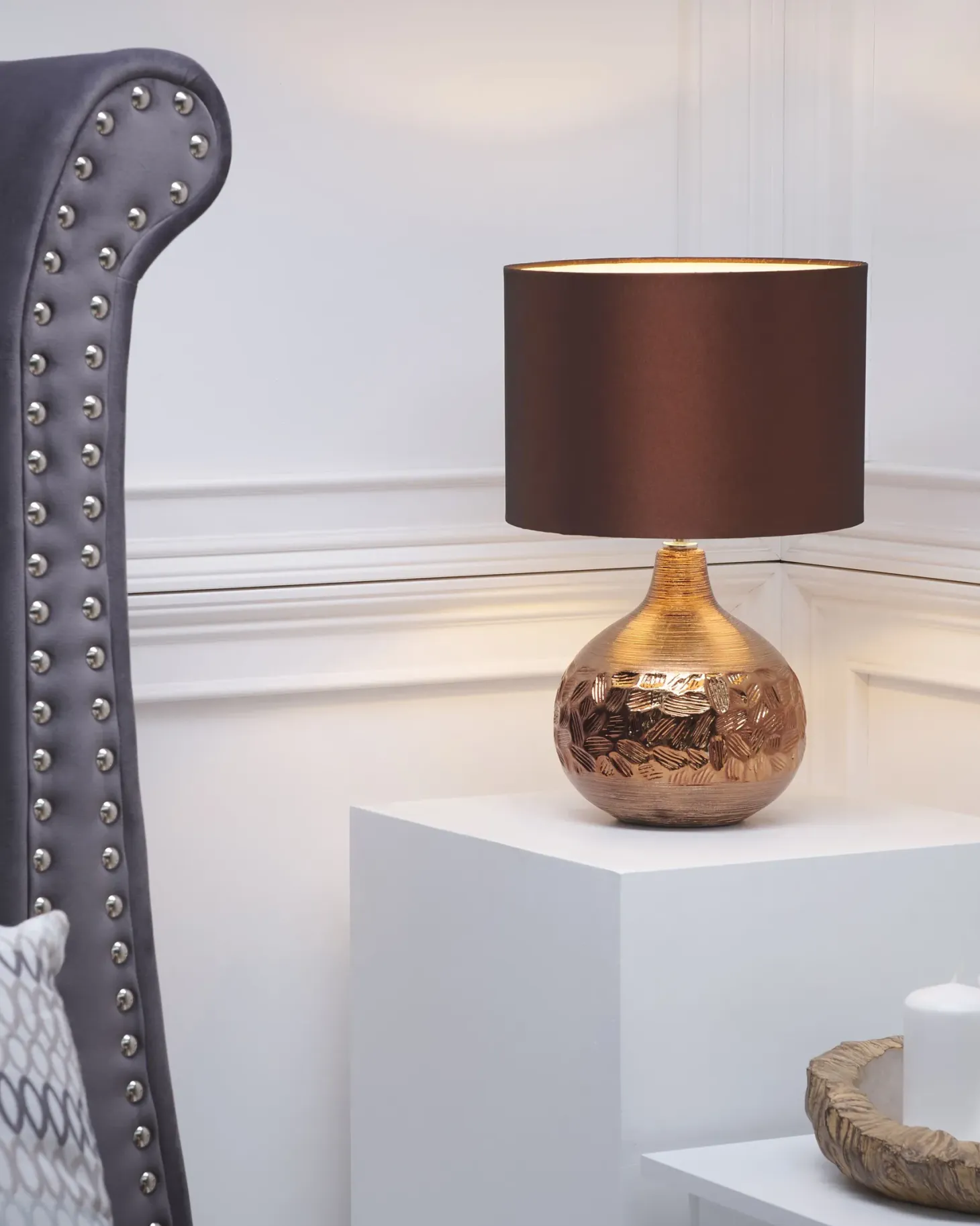 Lampa stołowa YAKIMA Porcelana Brązowy