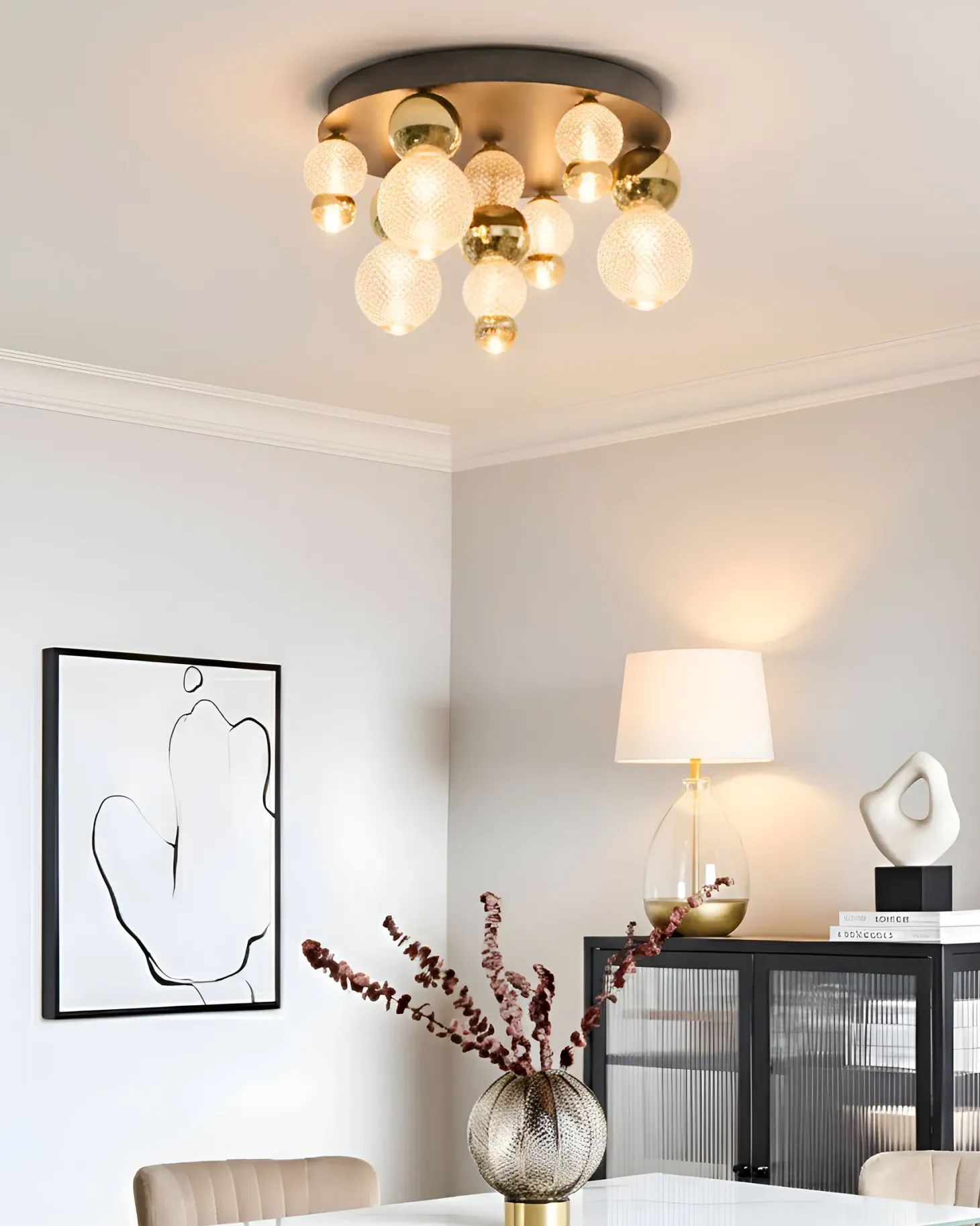 Lampa sufitowa LED SORA Szkło Złoty