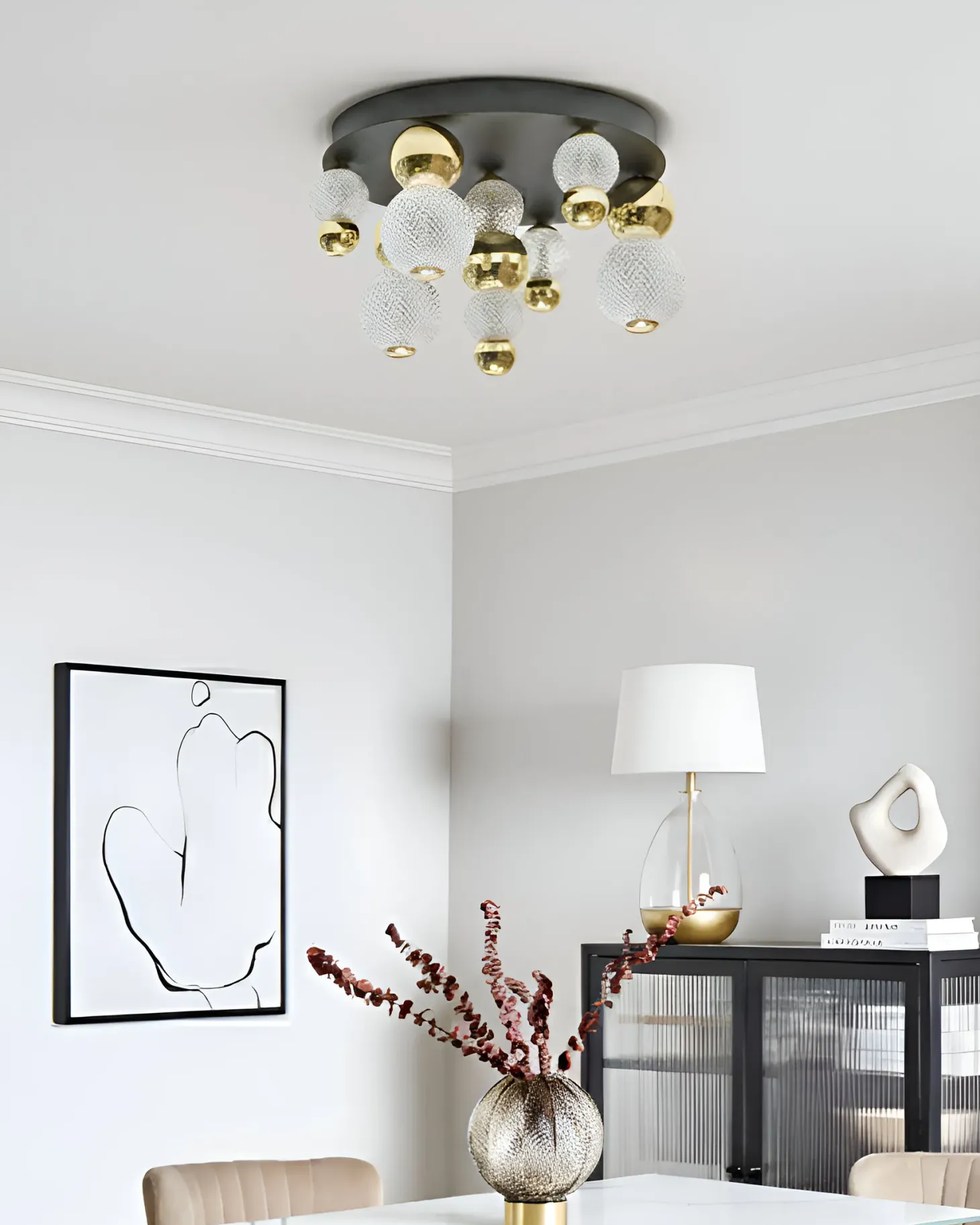 Lampa sufitowa LED SORA Szkło Złoty