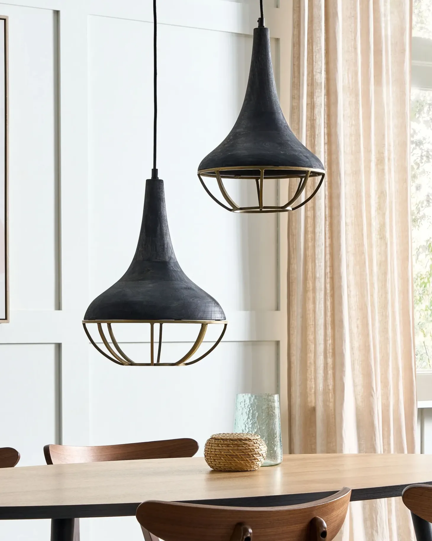 New Lampa wisząca BAGMATI Drewno mango Czarny Wszystkie Lampy|Lampy Wiszące