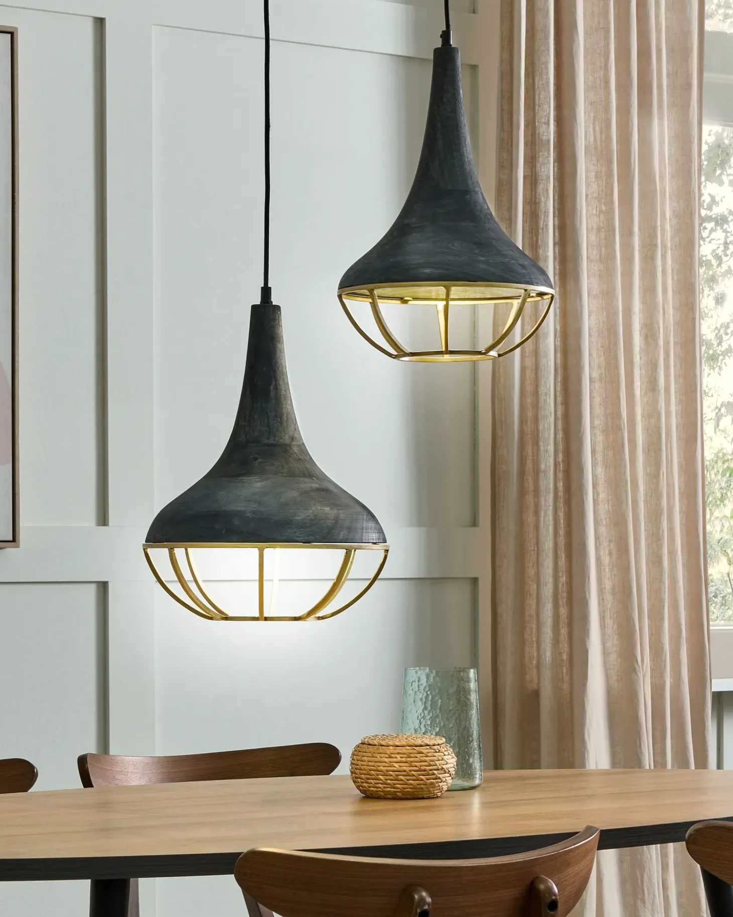 New Lampa wisząca BAGMATI Drewno mango Czarny Wszystkie Lampy|Lampy Wiszące