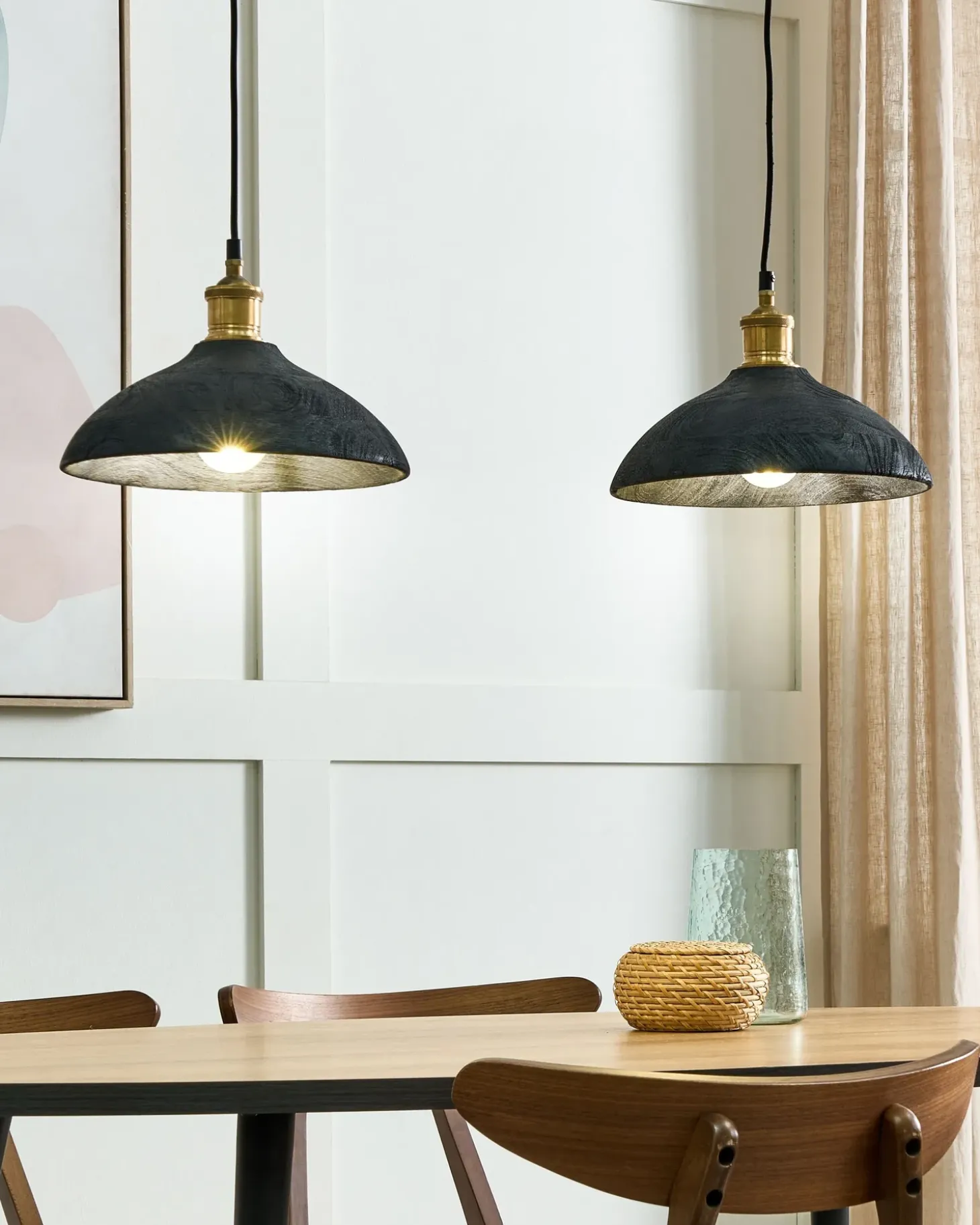 Online Lampa wisząca CHEYYAR Drewno mango Czarny Wszystkie Lampy|Lampy Wiszące