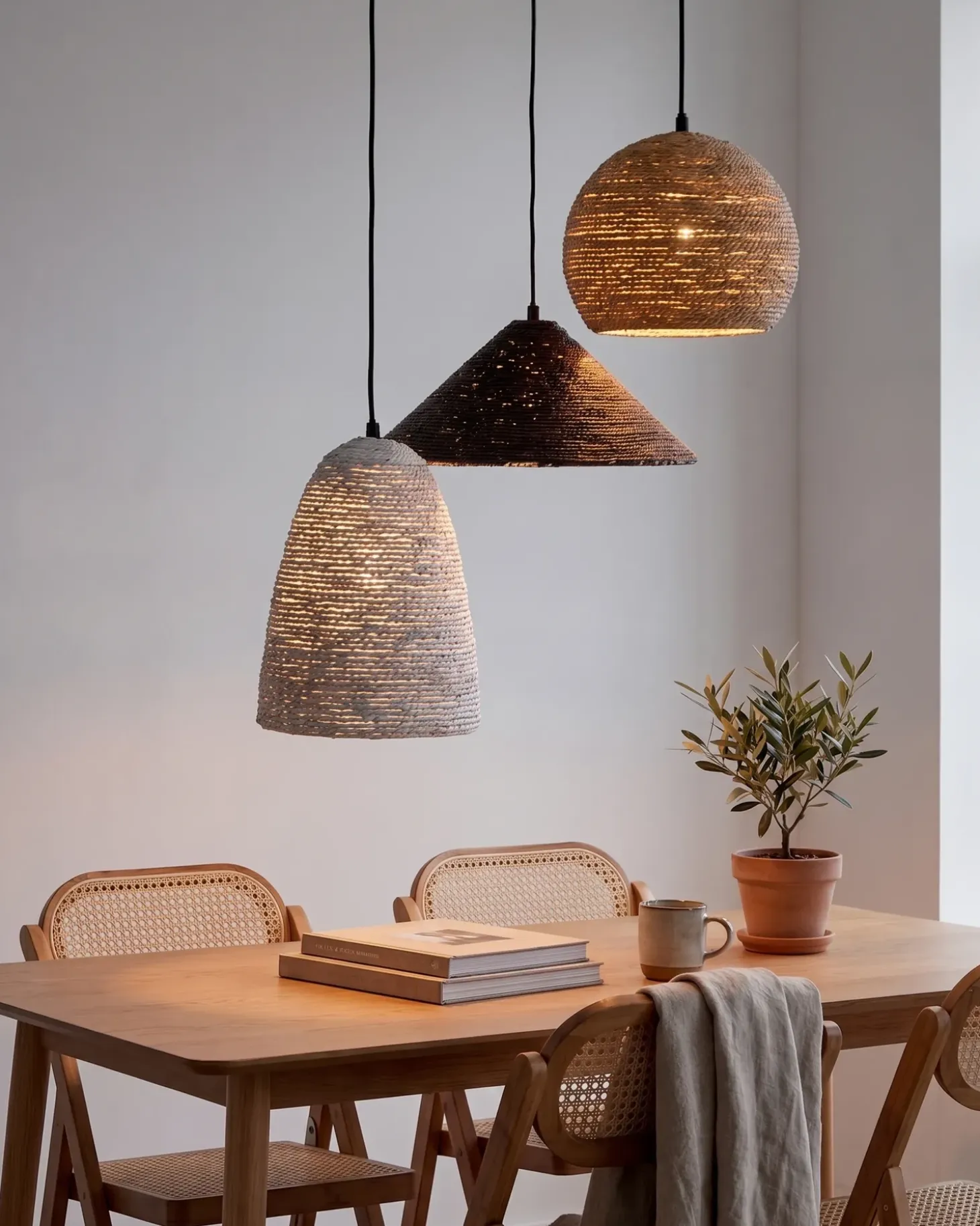 Clearance Lampa wisząca ENDRICK Plecionka Naturalny Biały Brązowy Wszystkie Lampy|Lampy Wiszące