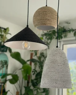 Clearance Lampa wisząca ENDRICK Plecionka Naturalny Biały Brązowy Wszystkie Lampy|Lampy Wiszące