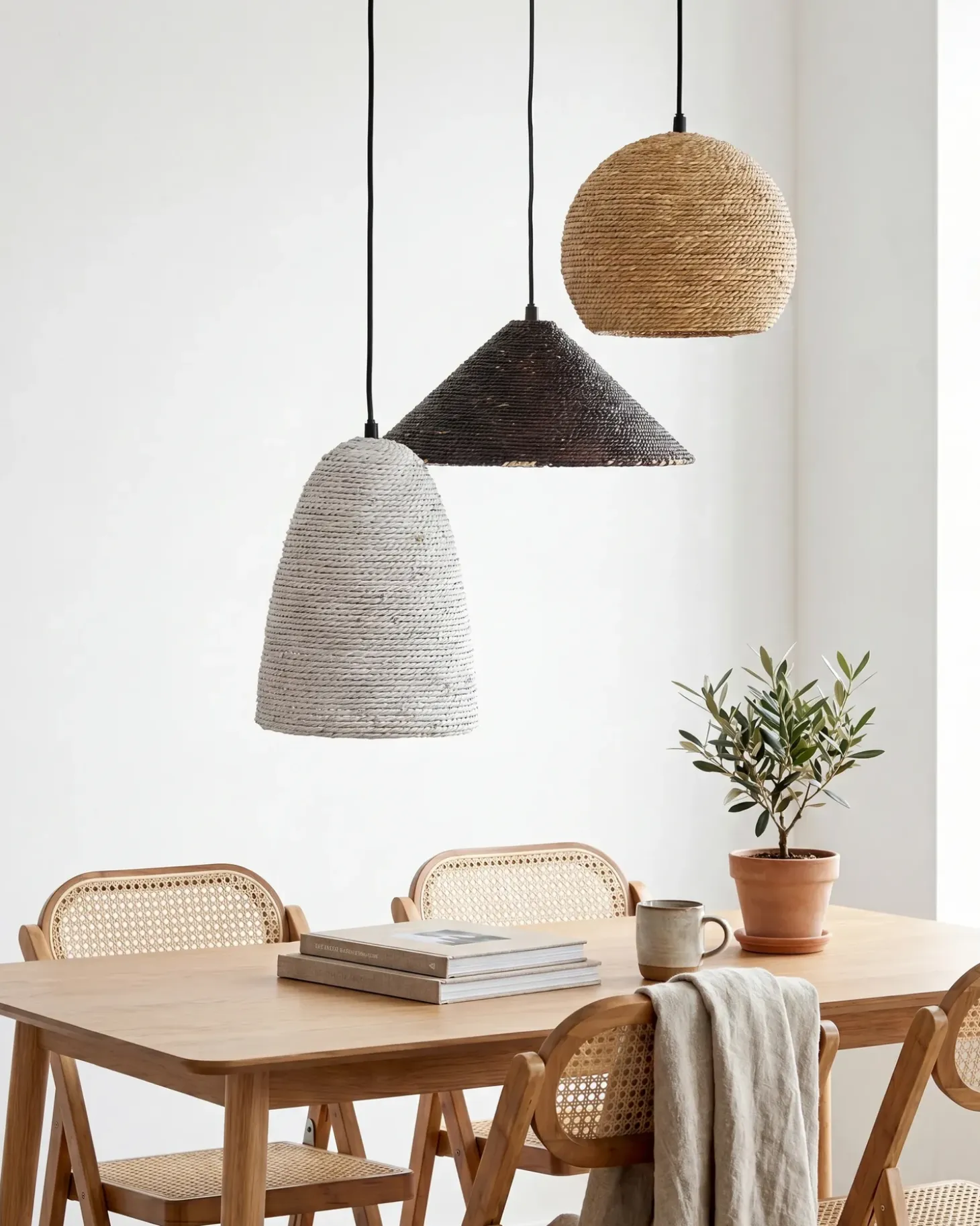 Clearance Lampa wisząca ENDRICK Plecionka Naturalny Biały Brązowy Wszystkie Lampy|Lampy Wiszące