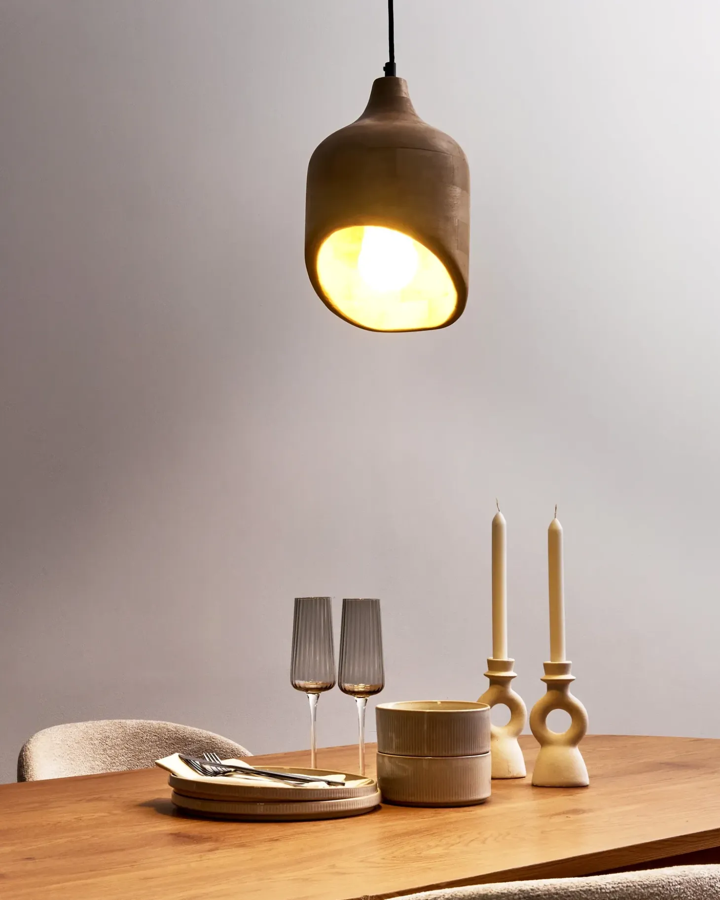 Outlet Lampa wisząca GANDAKI Drewno mango Jasno Wszystkie Lampy|Lampy Wiszące