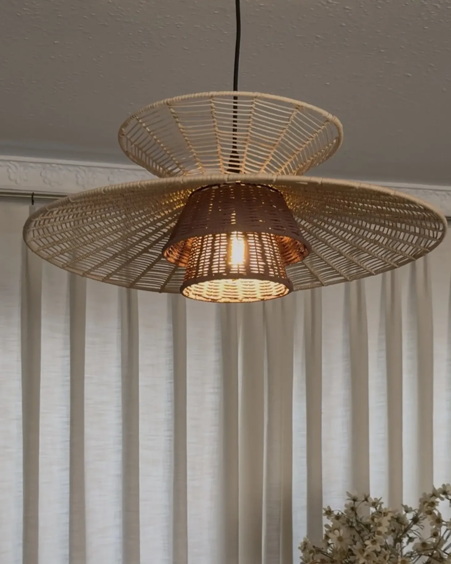 Online Lampa wisząca KABOMPO Rattan Brązowy Wszystkie Lampy|Lampy Wiszące