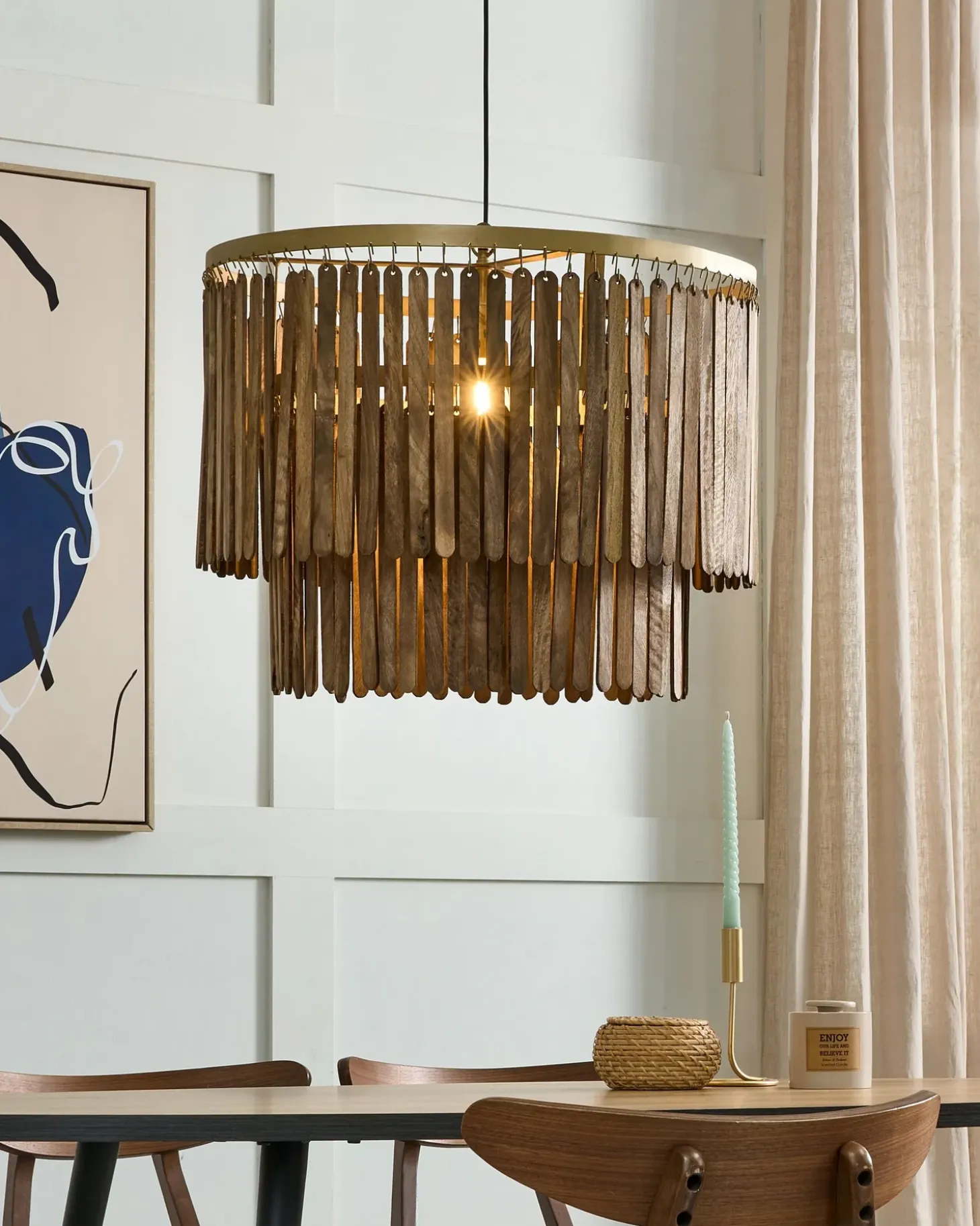 Sale Lampa wisząca KAVERI Drewno mango Brązowy Wszystkie Lampy|Lampy Wiszące