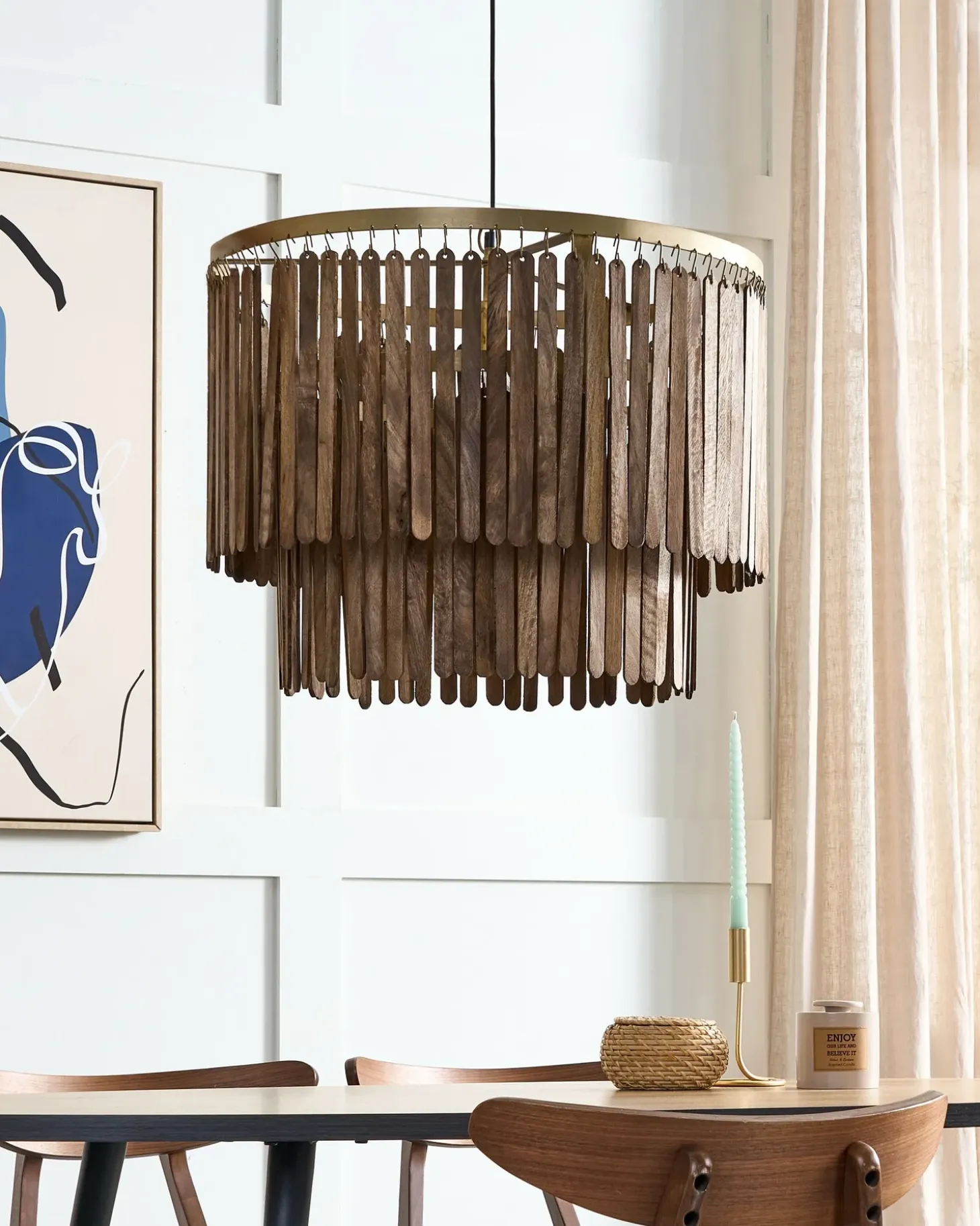 Sale Lampa wisząca KAVERI Drewno mango Brązowy Wszystkie Lampy|Lampy Wiszące