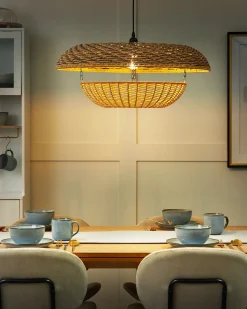 New Lampa wisząca KIDEPO Papierowa plecionka Brązowy Wszystkie Lampy|Lampy Wiszące