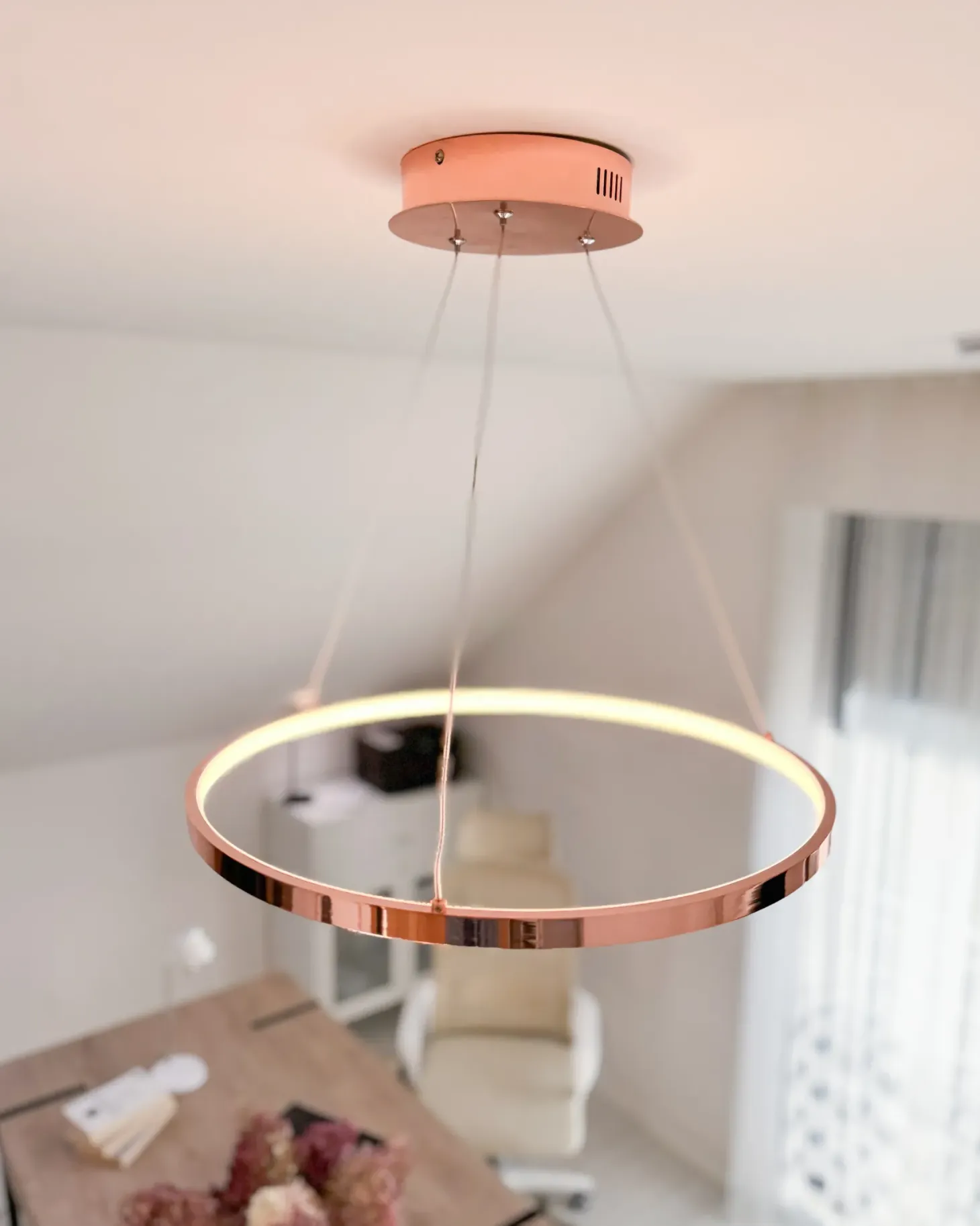 Lampa wisząca LED JORDAN Metal Różowe złoto