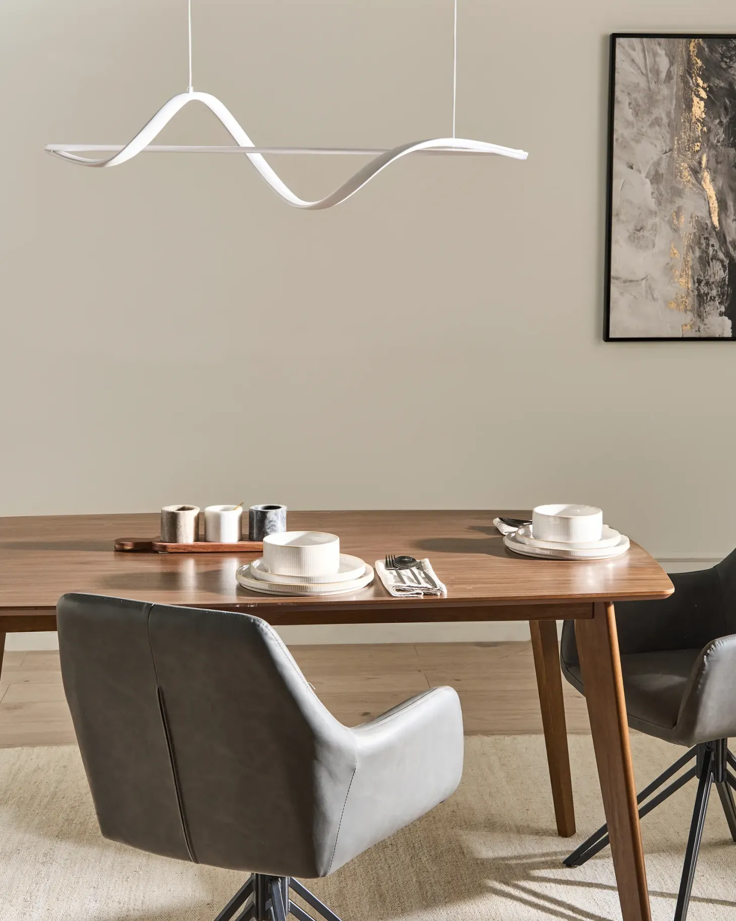 Lampa wisząca LED KHUTTI Z pilotem Ze ściemniaczem Metal Biały