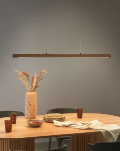 Lampa wisząca LED STEWARTS Z pilotem Ze ściemniaczem Drewno dębowe Jasnobrązowy