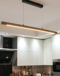 Lampa wisząca LED STEWARTS Z pilotem Ze ściemniaczem Drewno dębowe Jasnobrązowy