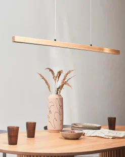 Lampa wisząca LED STEWARTS Z pilotem Ze ściemniaczem Drewno dębowe Jasnobrązowy