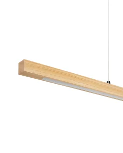 Lampa wisząca LED STEWARTS Z pilotem Ze ściemniaczem Drewno dębowe Jasnobrązowy