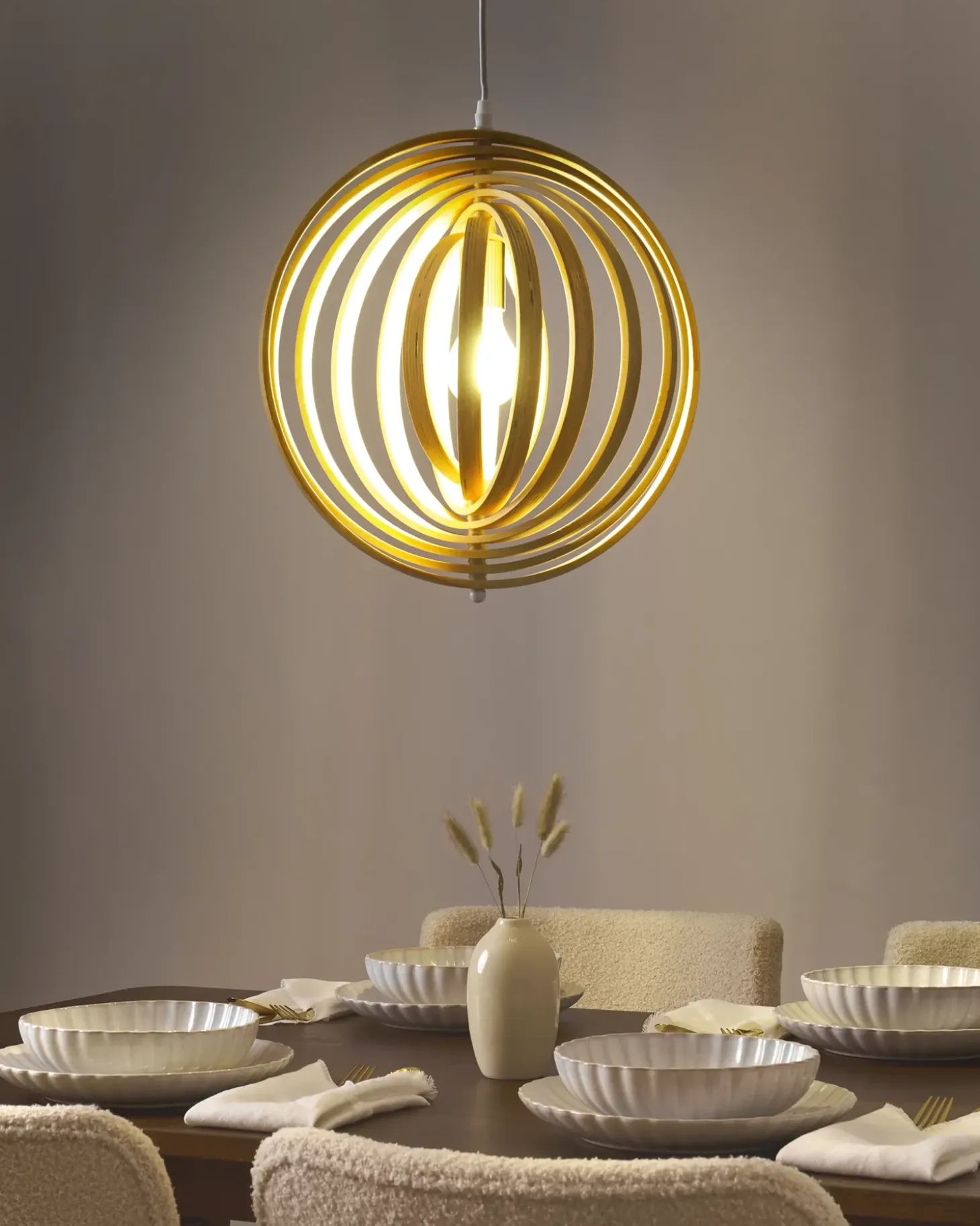 Hot Lampa wisząca MURRELL Drewno topolowe Jasnobrązowy Wszystkie Lampy|Lampy Wiszące