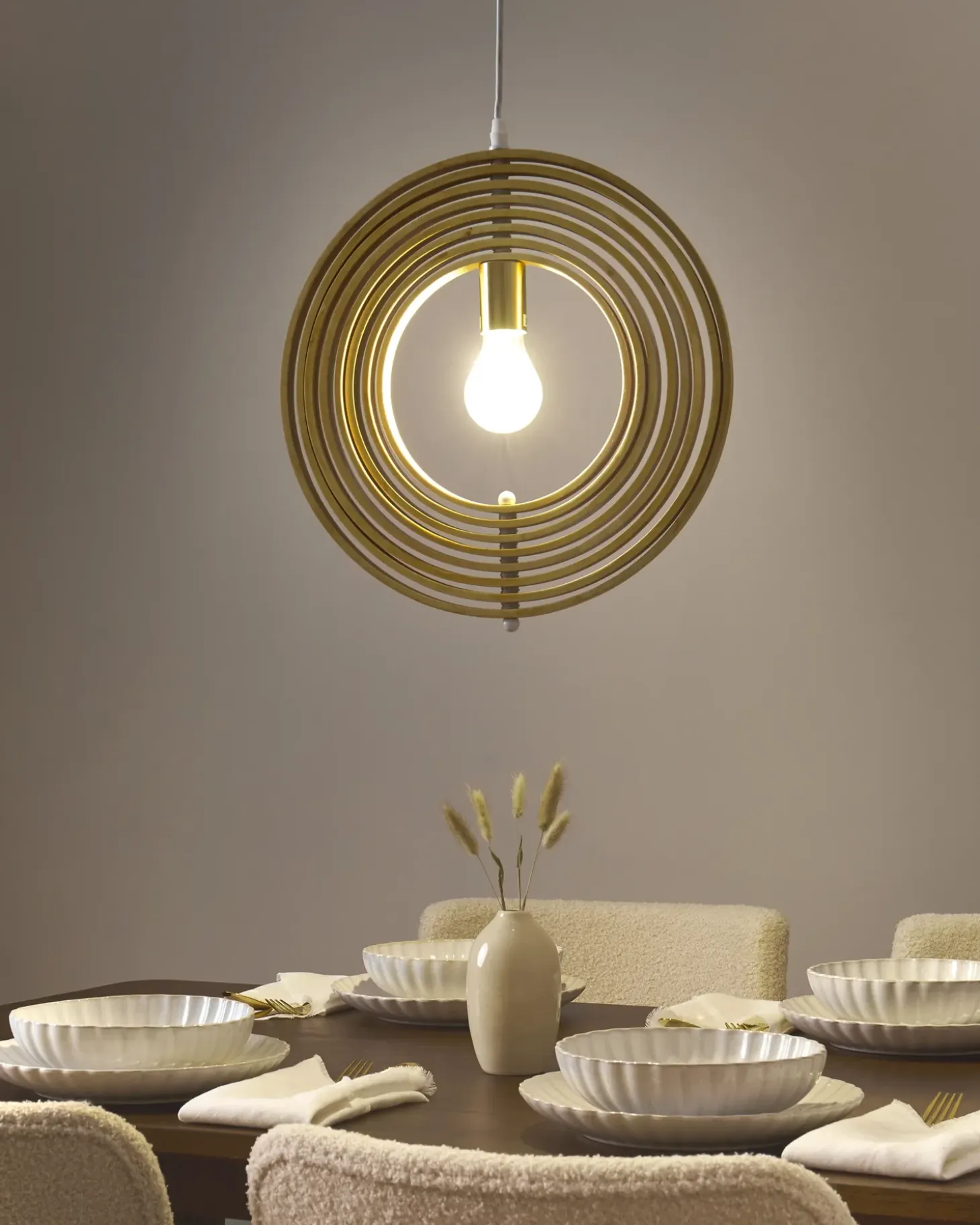 Hot Lampa wisząca MURRELL Drewno topolowe Jasnobrązowy Wszystkie Lampy|Lampy Wiszące