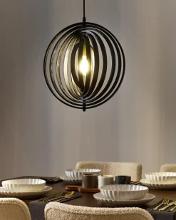 New Lampa wisząca MURRELL Drewno topolowe Czarny Wszystkie Lampy|Lampy Wiszące