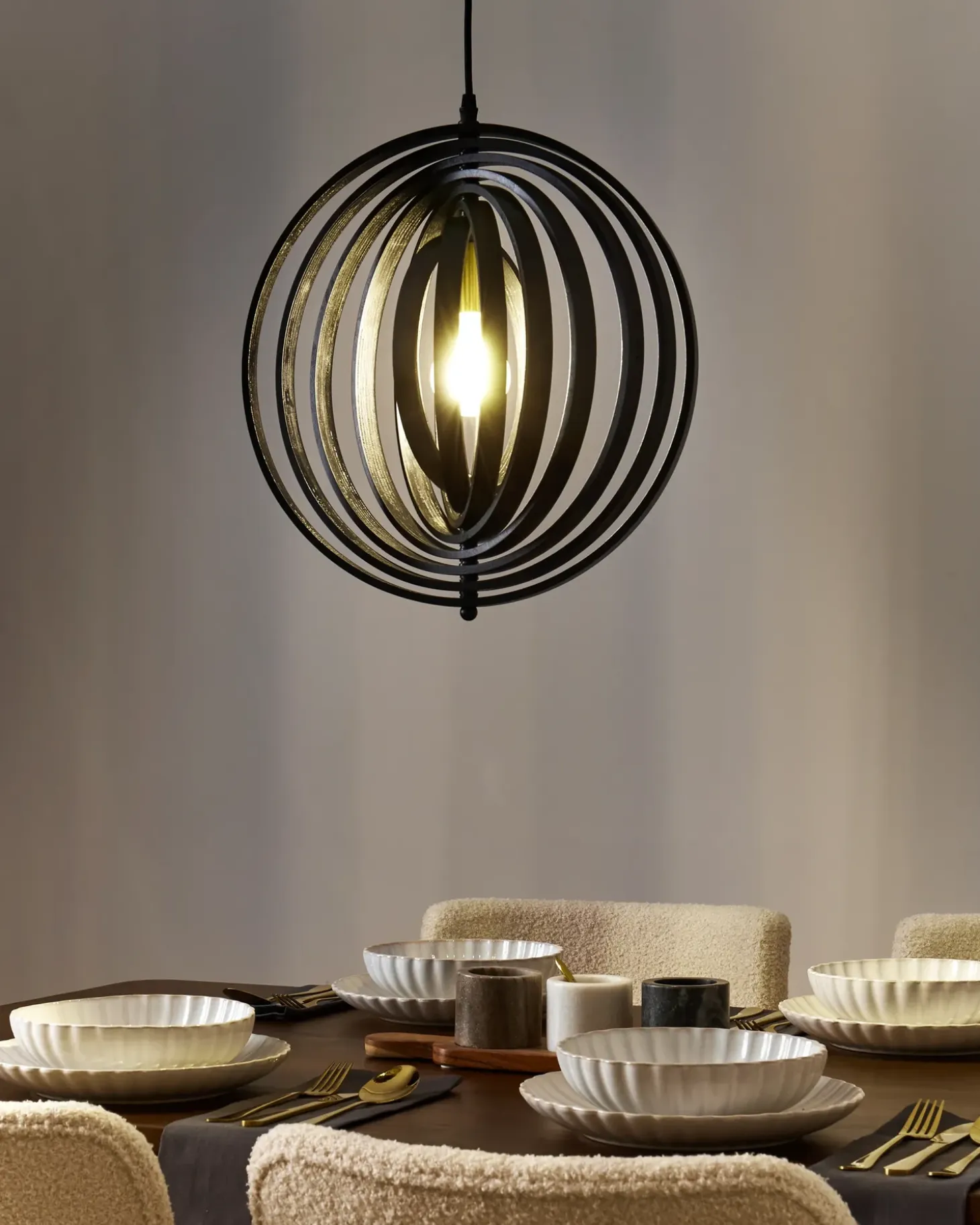 New Lampa wisząca MURRELL Drewno topolowe Czarny Wszystkie Lampy|Lampy Wiszące