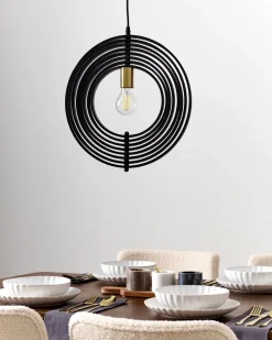 New Lampa wisząca MURRELL Drewno topolowe Czarny Wszystkie Lampy|Lampy Wiszące