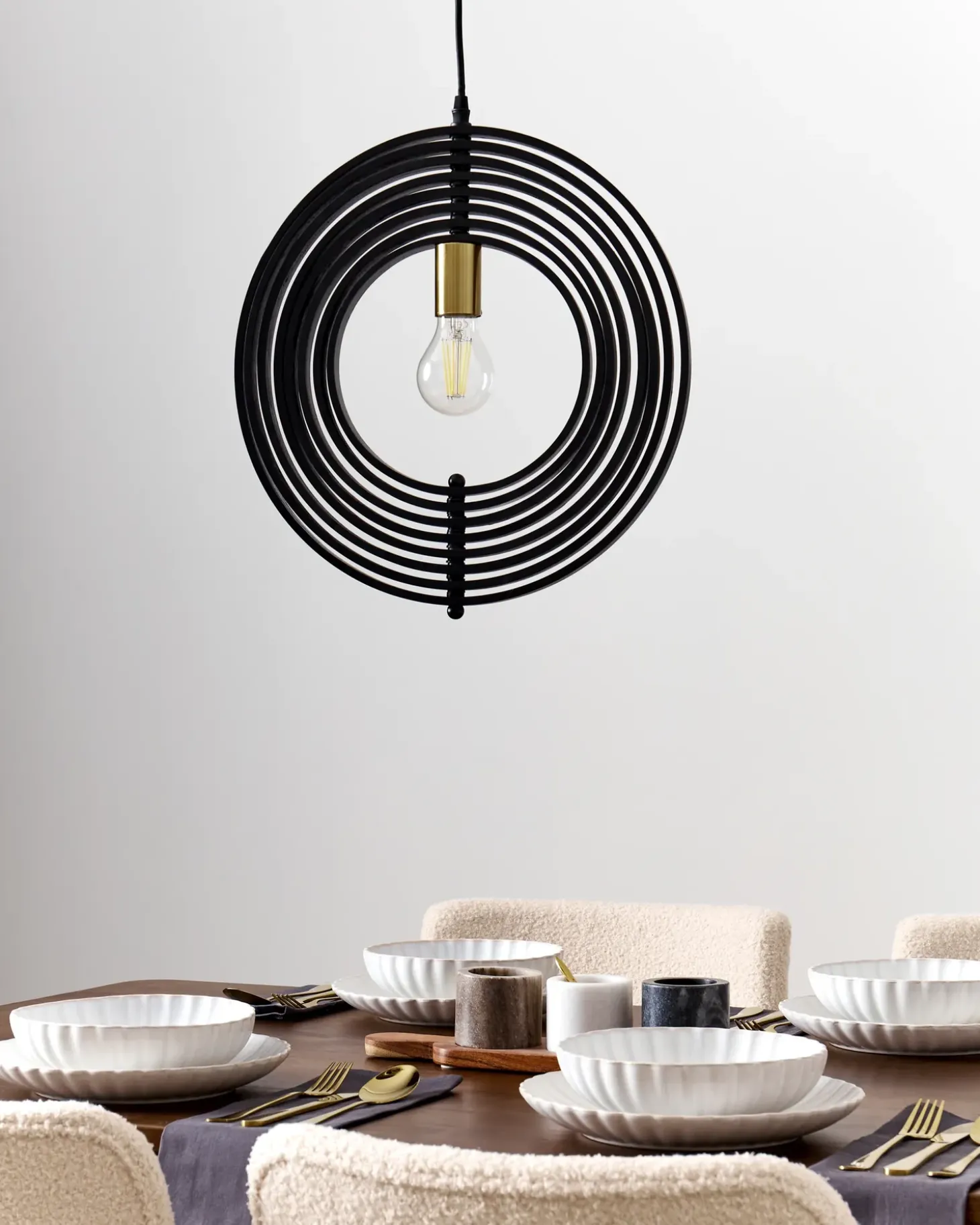 New Lampa wisząca MURRELL Drewno topolowe Czarny Wszystkie Lampy|Lampy Wiszące