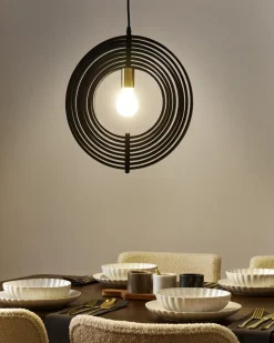 New Lampa wisząca MURRELL Drewno topolowe Czarny Wszystkie Lampy|Lampy Wiszące